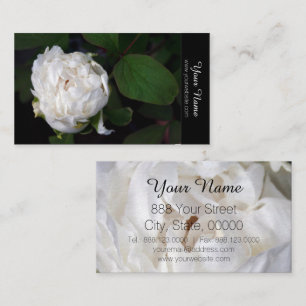 White Peony Floral Photography Business Cards