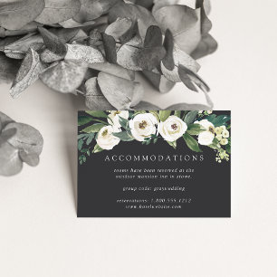 White Peony   Floral Wedding Hotel Accommodations Enclosure Card