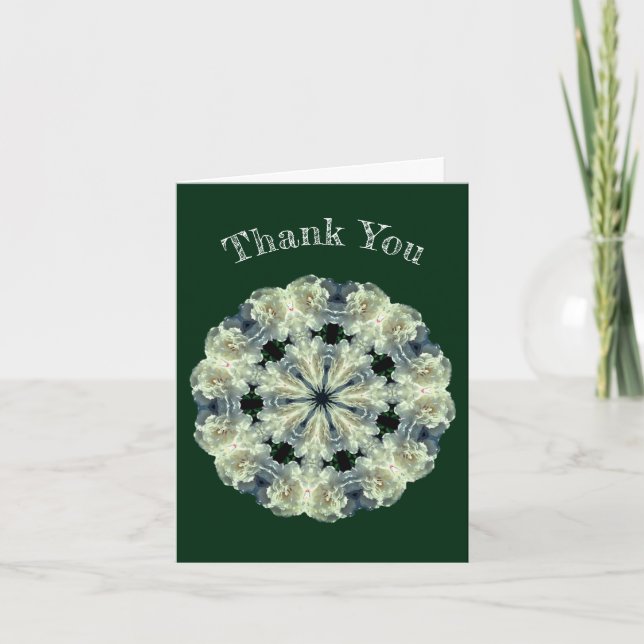 White Peony Flower Abstract Art Thank You Card (Front)