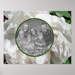 White Peony Flower Frame Create Your Own Photo  Poster