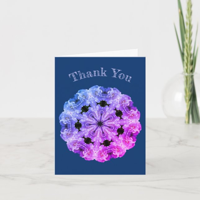 White Peony Flower Kaleidoscope Art Thank You Card (Front)