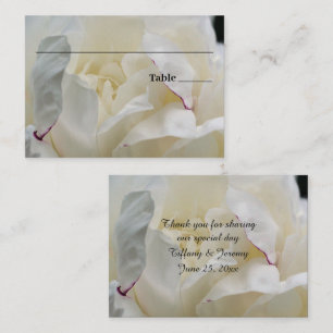 White Peony Flower Personalized Wedding  Place Card
