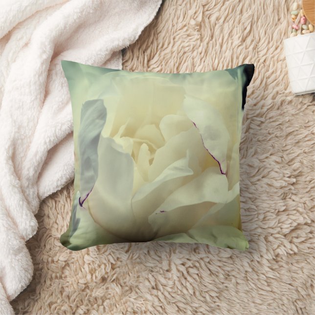 White Peony Flower Petals Cushion (Blanket)