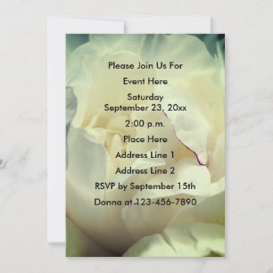 White Peony Flower Petals Invitation