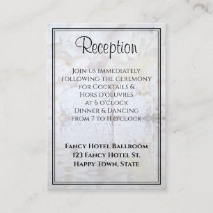 White Peony Flowers & Hearts Wedding Reception Enclosure Card