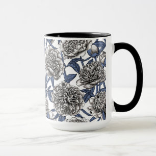 White peony flowers mug