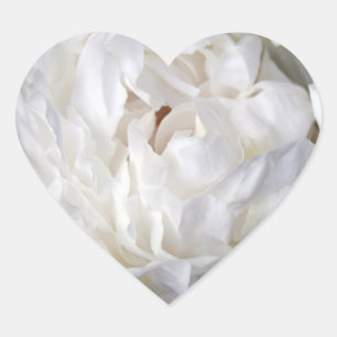 White Peony - Heart Stickers