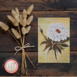 White Peony Holiday Card