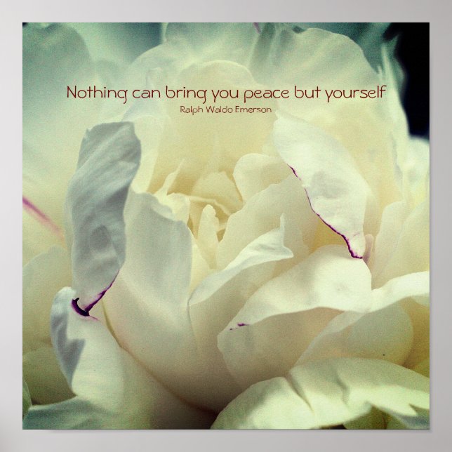 White Peony Inner Peace Inspirational  Poster (Front)