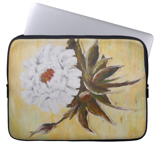 White Peony Laptop Sleeve (Front)