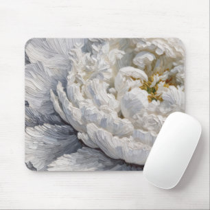 White Peony Painting Mouse Mat