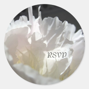 White Peony Petals RSVP Wedding Invitation Seals