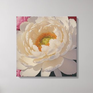 White Peony Portrait Canvas Print