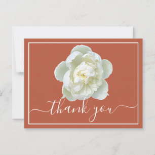 White Peony Spice Orange Background Thank You Postcard