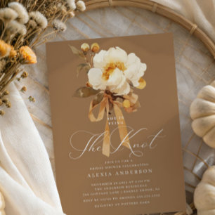 White Peony Tying the knot Bridal Shower Invitation