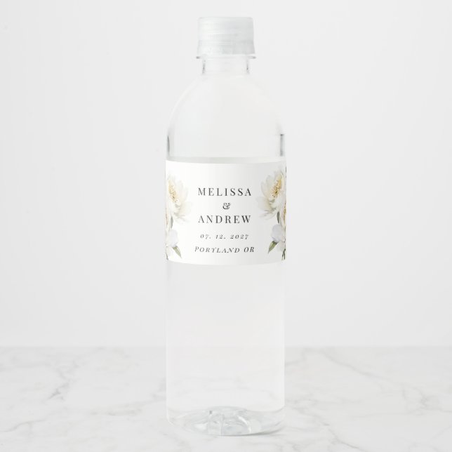 White Peony  Water Bottle Label (Front)