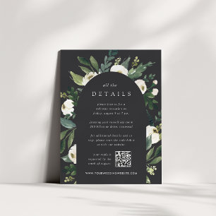 White Peony Watercolor Floral Wedding Details Enclosure Card