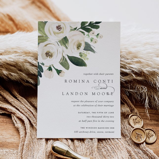 White Peony | Watercolor Floral Wedding Invitation (Creator Uploaded)