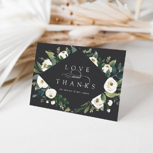 White Peony Watercolor Floral Wedding Thank You Card