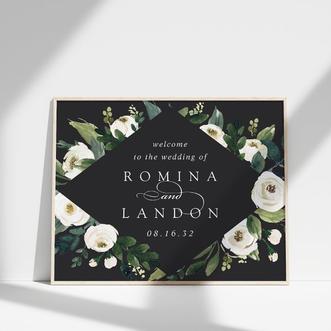 White Peony | Watercolor Floral Wedding Welcome Poster (Creator Uploaded)