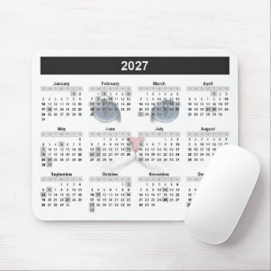 White Persian 2027 Calendar Mouse Mat