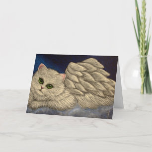 WHITE PERSIAN ANGEL CAT HOLIDAY Card