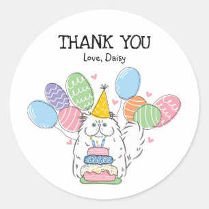 White Persian Cat Birthday Favour Tags Sticker