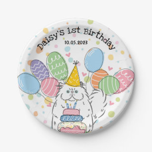 White Persian Cat Birthday Party Paper Plates