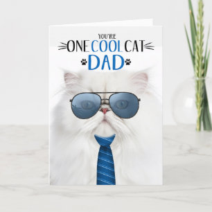 White Persian Cat Father's Day One Cool Cat Holiday Card