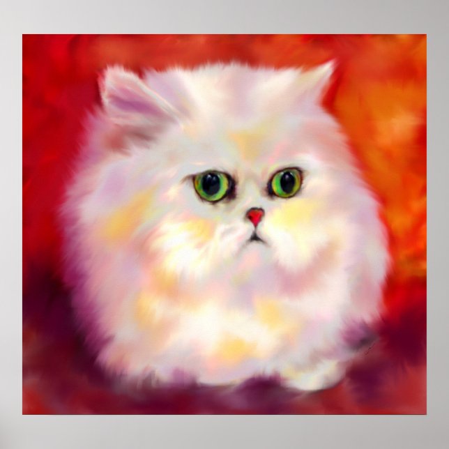 White Persian Cat Fine Art Print (Front)