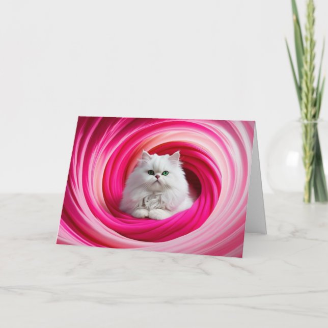 White Persian Cat Gyre Card (Front)