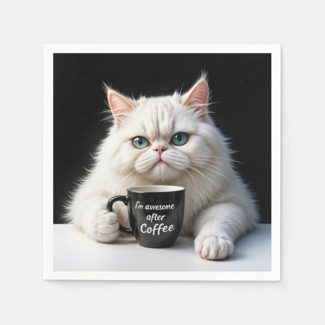 White Persian Cat Humour Napkin (Front)