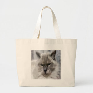 White Persian Cat In Watercolor Large Tote Bag