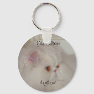 White Persian cat Key Ring