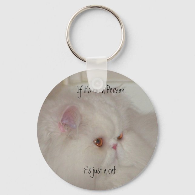 White Persian cat Key Ring (Front)