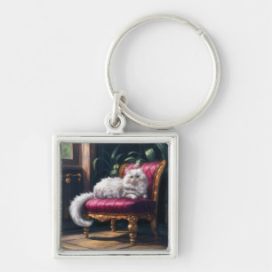 White Persian Cat Key Ring