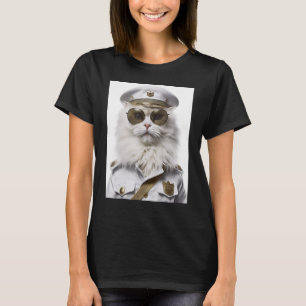 White Persian cat military cap T-Shirt