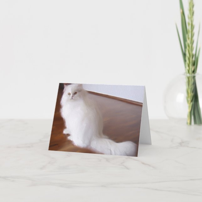 White Persian cat notecard (Front)