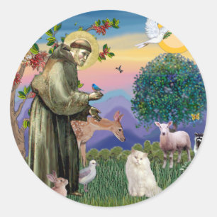 White Persian Cat - Saint Francis Classic Round Sticker