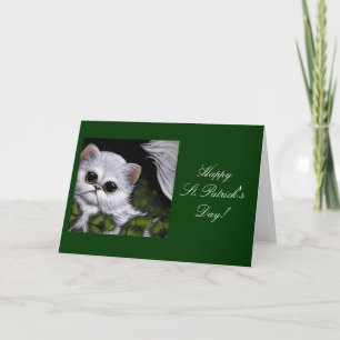 WHITE PERSIAN CAT - ST. PATRICK'S DAY Card