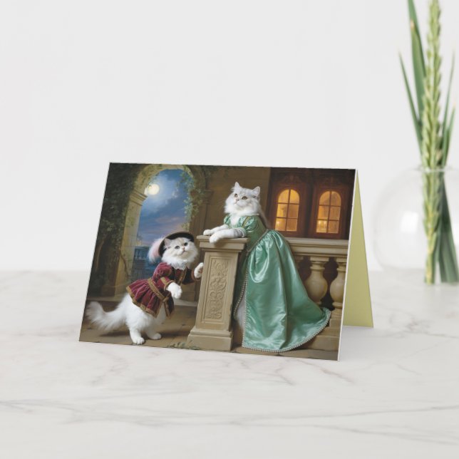 White Persian Cat Valentine Card (Front)