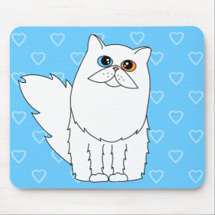 White Persian Cat w/ Odd Eyes Mouse Mat