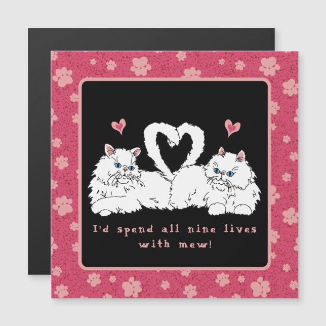 White Persian Cats with Hearts (Front/Back)