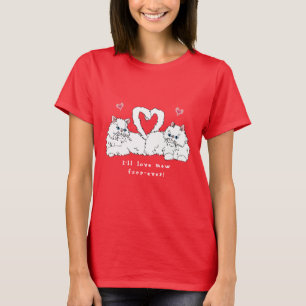 White Persian Cats with Hearts T-Shirt