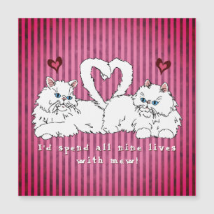 White Persian Cats with Hearts Valentine's