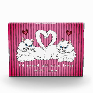 White Persian Cats with Hearts Valentine's  Photo Block