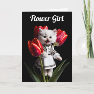 White Persian Flower Girl Card