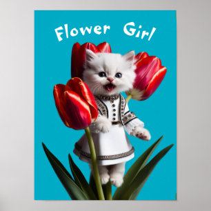 White Persian Flower Girl Poster