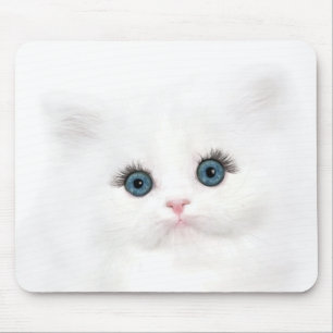 White persian kitten face mouse mat