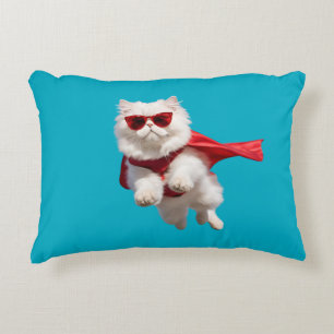 White Persian Superhero Decorative Cushion